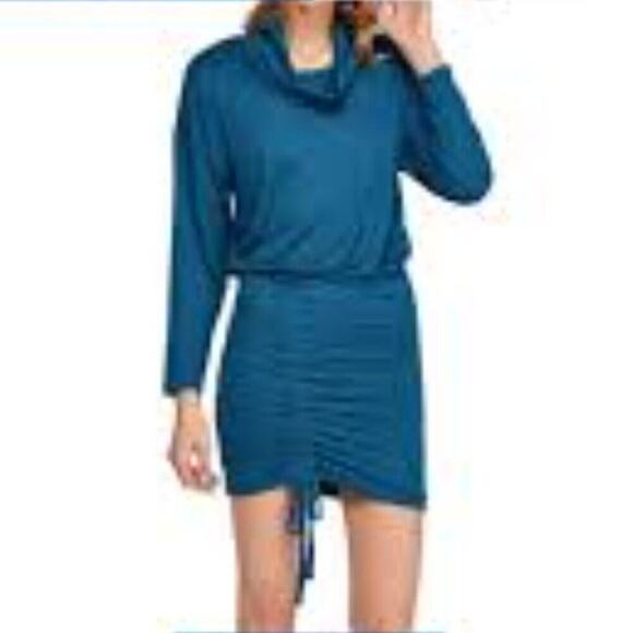 FREE PEOPLE SUNDOWN TEAL BLUE DRESS  MED - Picture 1 of 11